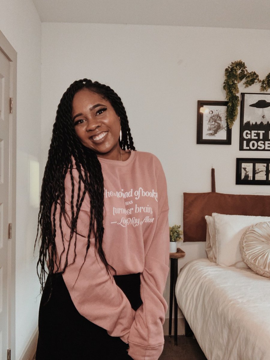 Storiarts's tweet photo. Our beloved Louisa May Alcott Quote Sweatshirt is back in stock! 💕

https://t.co/xJTKaQQWUG

#CommitToLit 📸: @tellsoftales__ https://t.co/Eqqn3AQvB3