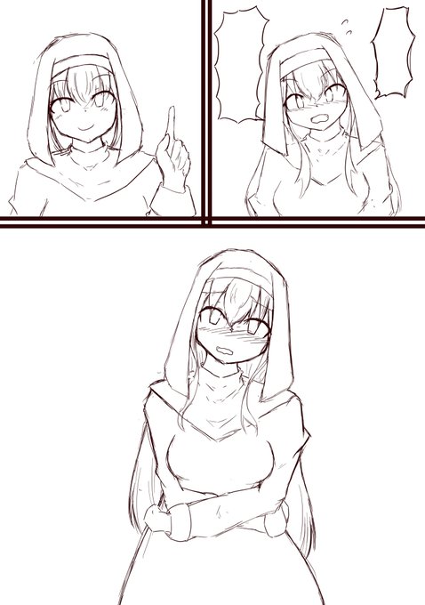 最近絵を上げられていないのでシスターさんのラフで誤魔化していく 