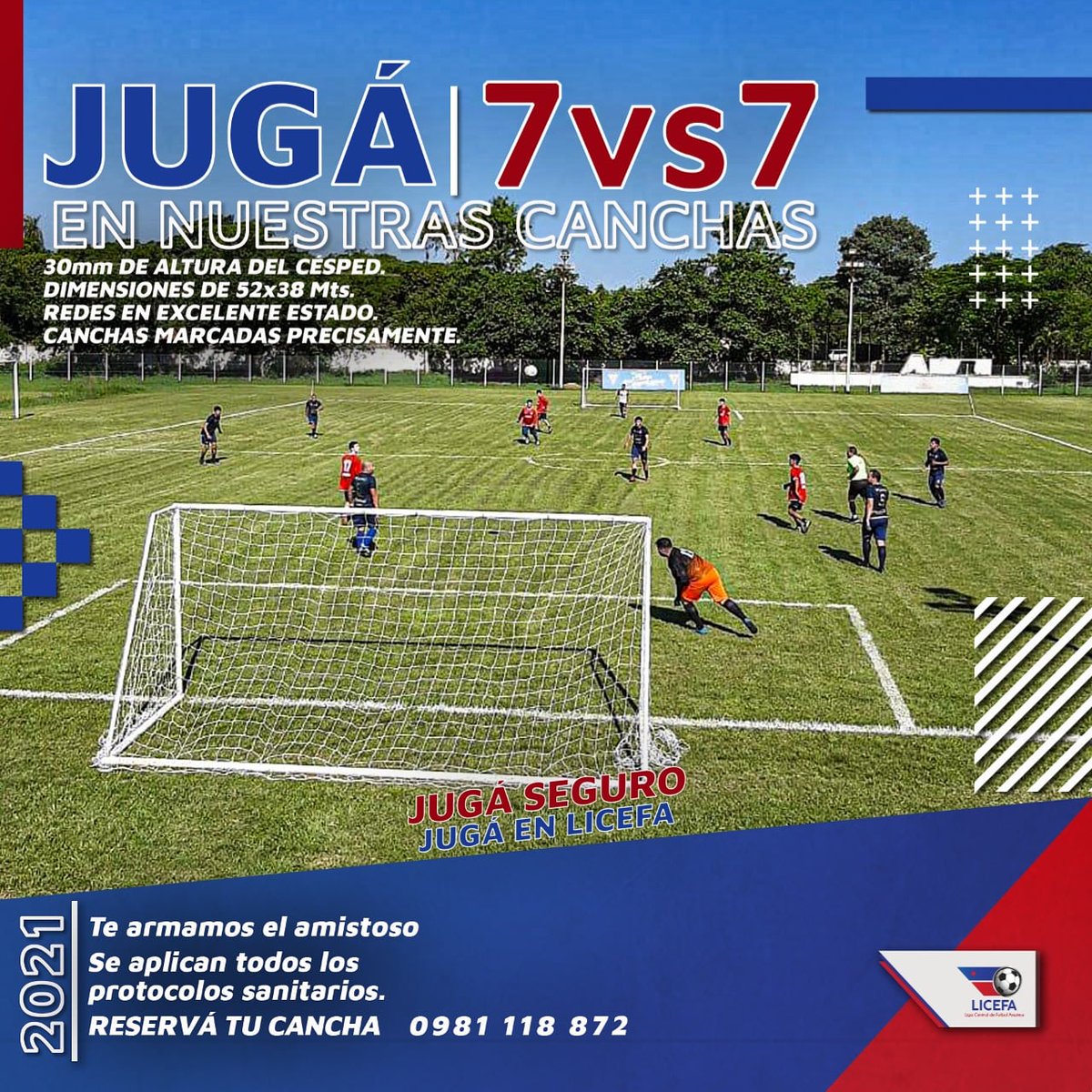 Licefa_'s tweet photo. Jugá en #Licefa bajo todos los cuidados sanitarios. 🙌

¡Reservá tu cancha por WhatsApp al 0981 118 872!

#MundoLicefa 🇵🇾 https://t.co/x1PVIN2cOE