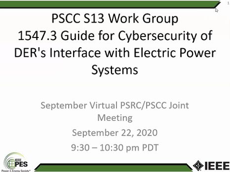 Happening now! Big big topic! #Cybersecurity of distirbuted energy resources. This is an extension of IEEE Std 1547.  #renewables #wind #solar #batterystorage #PowerGrid #SmartGrid site.ieee.org/pes-pscc/jan-2…