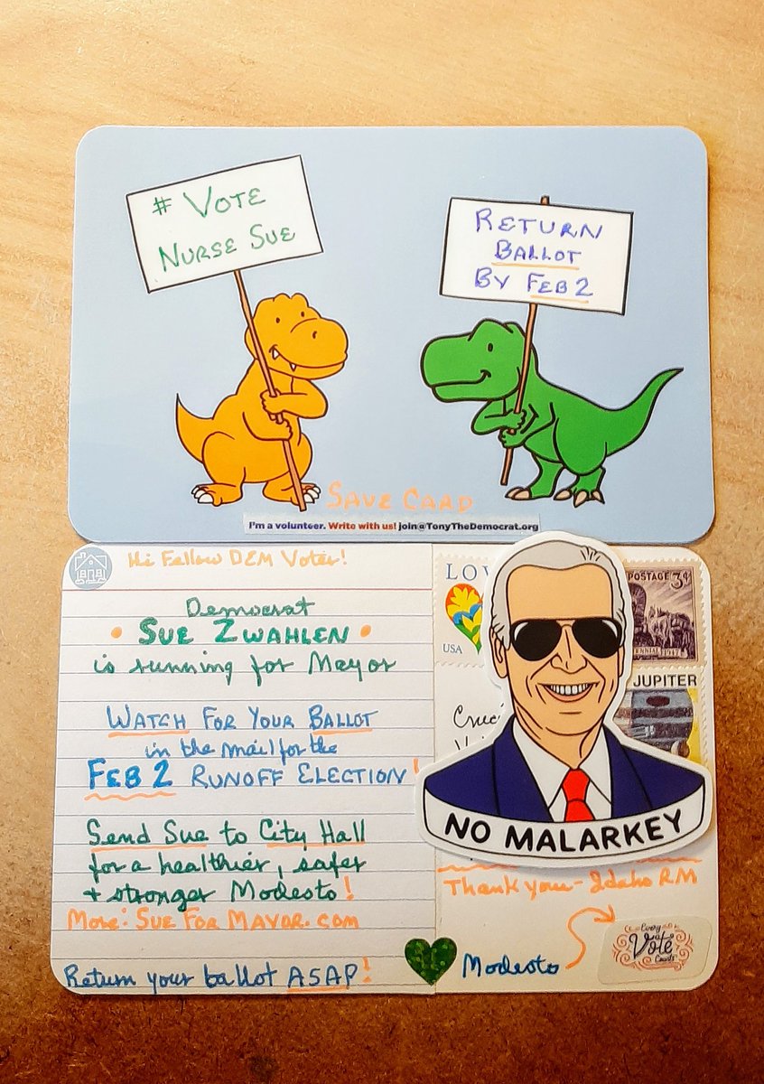 miracleguppy's tweet photo. @DemocratWit Next batch of 10 from ID to CA for Zwahlen Runoff in Tue's mail. ๐ท๐ฌ๐ #PostcardsToVoters #VoteNurseSue @SusanMZwahlen #VoteByMailCA #VoteModesto #SueForMayor #ILoveModesto
โ Join GOTV Fun By Writing All Year Round With https://t.co/9VL5yFoe6Gย โย ย ย ย ย @DemocratWit https://t.co/lRxCFtZ8WL