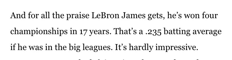 STEVEK04's tweet photo. @RobParkerFS1 @Deadspin This is exactly the reason you will never get any respect. Absurd that someone would try to equate basketball CHAMPIONSHIPS to a baseball batting average https://t.co/LrjgCaYdRF