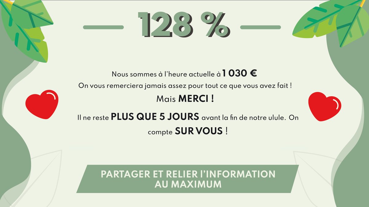 LPFV_FR's tweet image. ⏳ ⚡ 𝗟𝗘 𝗥𝗨𝗦𝗛 𝗙𝗜𝗡𝗔𝗟 EST LANCÉ ! ⚡ ⏳
👉Aidez-nous à 𝗽𝗮𝗿𝘁𝗮𝗴𝗲𝗿 𝗹𝗮 𝗽𝘂𝗯𝗹𝗶𝗰𝗮𝘁𝗶𝗼𝗻 !👈

En route pour les 𝟭𝟱𝟬 % pour lancer le 𝗧-𝗦𝗛𝗜𝗥𝗧 LPFV 👀

▶️Notre Ulule : fr.ulule.com/lpfv/◀️

#MMI @IUT_StDie @Reseaux_UL