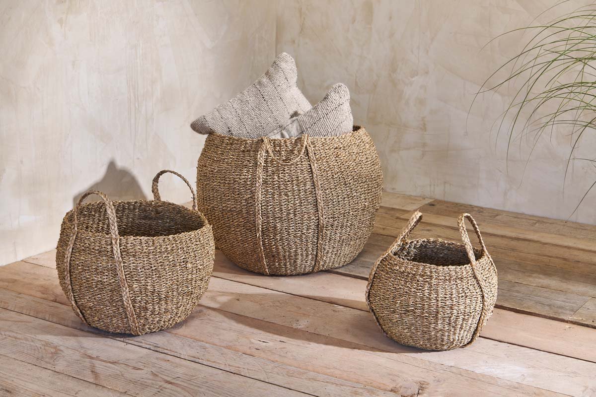Round woven baskets from Vivi et Margot French Homewares.