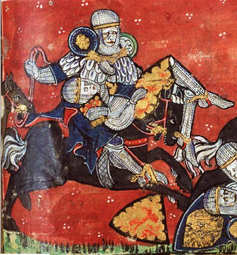Carrying your wounded friend off the battlefield on the neck of your horse... (KA 20 Spieghel Historiael, Belgium c. 1325) #medievalwarfare #medievalhorse #Battlefield