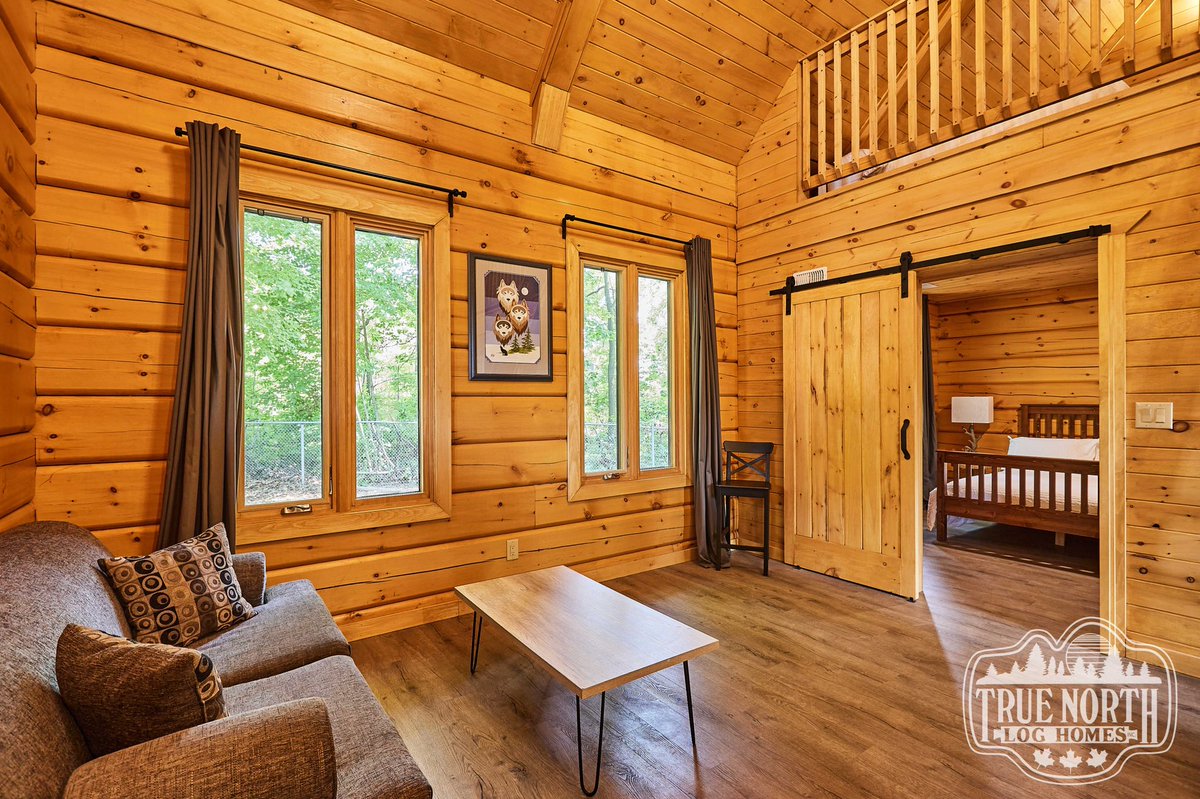 chiefswoodpark's tweet photo. Here is a inside look of the large cabins. We are getting a lot of questions about who made the cabins. We purchased the kits from @truenorthloghomes and local tradesmen assembled them. 

#chiefswoodpark #seesixnations #truenorthloghomes #cabin #cabinlife https://t.co/yBgb9XrAJC