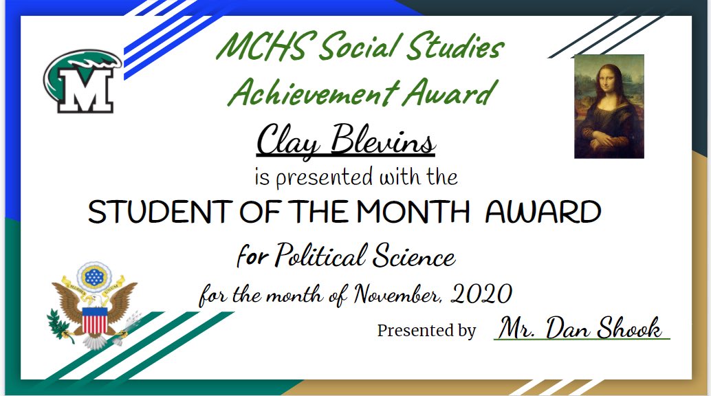 meade_ss's tweet photo. We’re sorry we’re behind, but we’re excited to present our November students of the month! From Mr. Myers’ Human Geo class, Jalynn Kelly; Mr. Garner’s Euro class, Jace Bennett; and Mr. Shook’s Poli Sci class, Clay Blevins. Congrats to all! @MEADECOUNTYHIGH https://t.co/QUEQ4vY4Vn