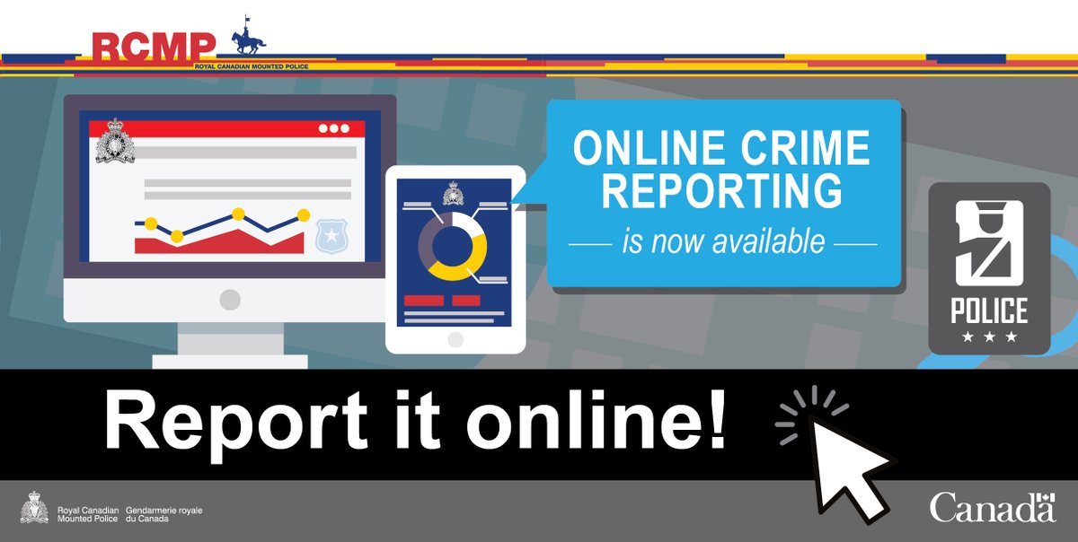 RCMPAlberta's tweet photo. Did you know that our Online Crime Reporting platform is available all across Alberta? You can now report select property crimes under $5000 online. Go online to report eligible property crimes at: https://t.co/Nj7aYfxlz1 #ReportSmart https://t.co/aQQtEDpH89