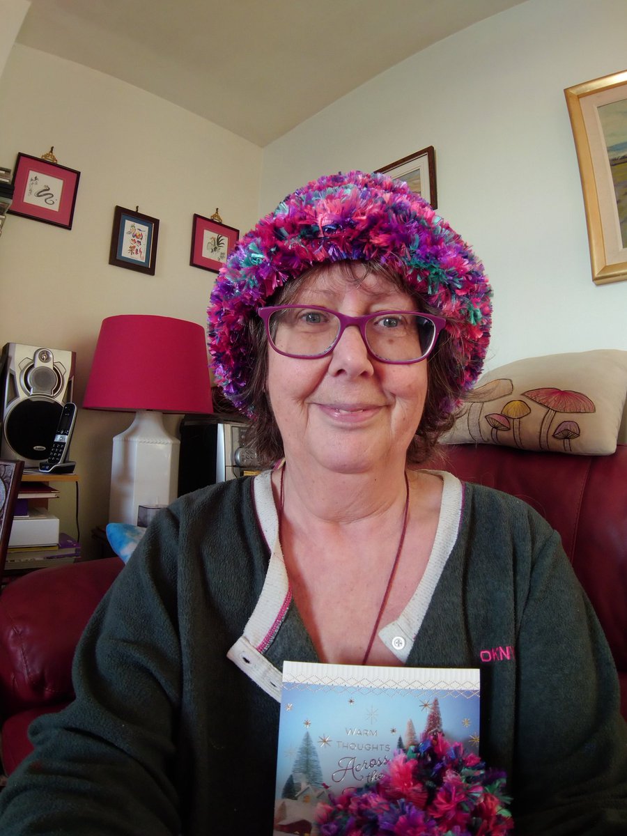 Fab thing 2day. Hat from stranger! #colours reminded her of my #art. Knitted &amp; sent from #USA to #Scotland . Cheered me immensely. What waythroughart.com is all about.