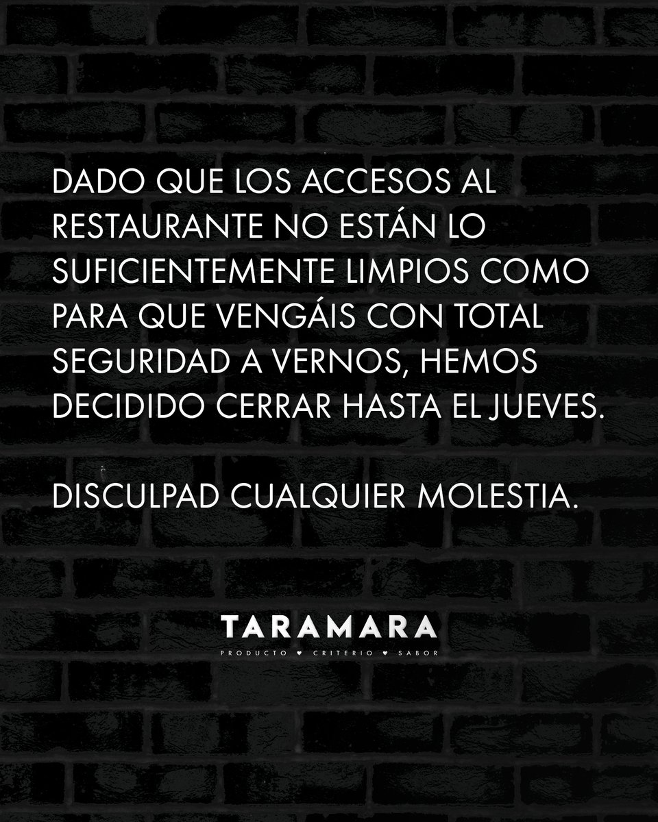 ⚠️ ATENCIÓN ⚠️ ¡Nos vemos el jueves! Os esperamos con los platos de cuchara bien calentitos 🍽

📍 Avda. de los Arces, 11
➡️ bit.ly/reservaytarama…

#somosTaramara