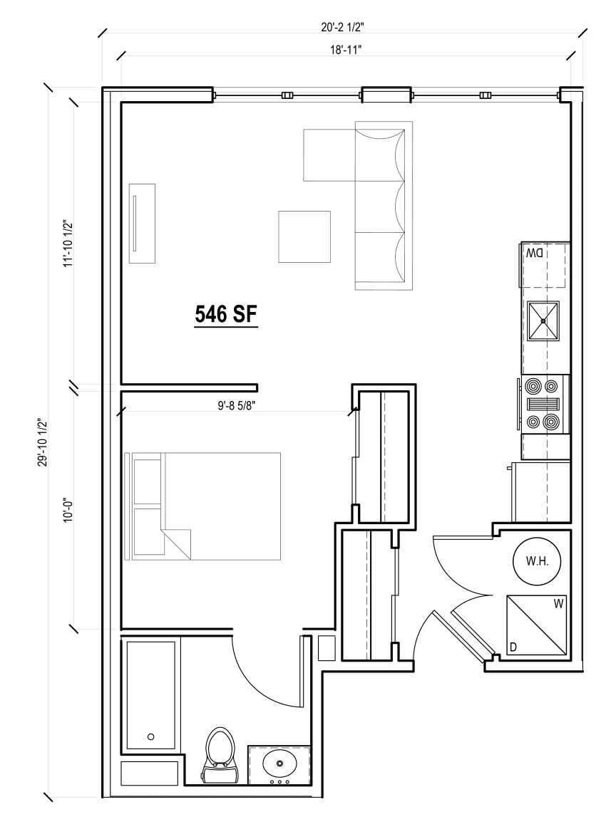 This is a good floorplan at 20'x 30'. It occurs across the country and is listed as a Studio, 1BR or Jr 1 BR. The difference has almost nothing to do with local laws or what is a "legal bedroom." It has to do with our old enemy .. bad incomplete data and developers opinion/gut.