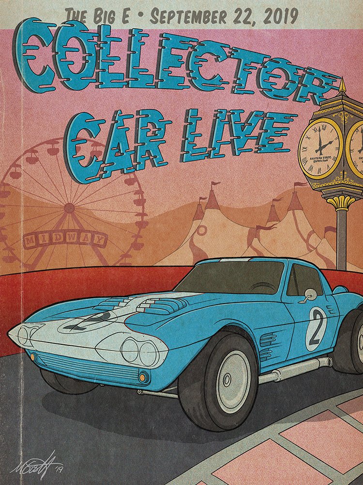 CollectorCarCo's tweet photo. Is it summer yet? Can't wait to get back on track with car shows in 2021. Here's the commemorative artwork from our last event. https://t.co/YMBxgFJtmt