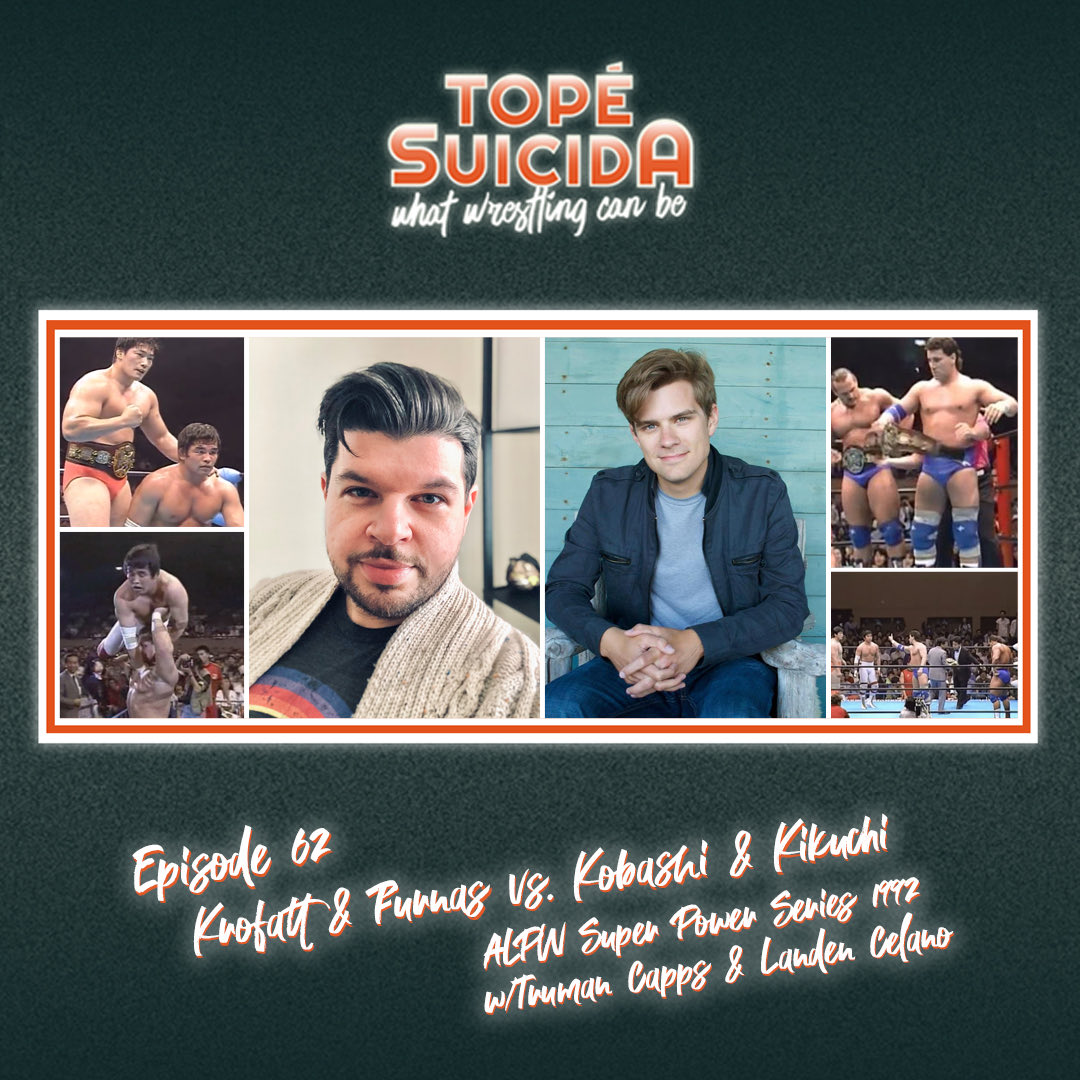 topesuicidapod's tweet photo. A delightfully silly pod with our friends at @GruntWorkPod! @trumancapps brings along his co-host Landen Celano as we watch some #SHITHOUSE wrestling. Enjoy the episode! Happy #TopeTuesday! Listen: https://t.co/qhOfIbDvaX #prowrestling #AJPW #wwe #wwf #aew #tlc #WWETLC https://t.co/bbIaE3fsPX
