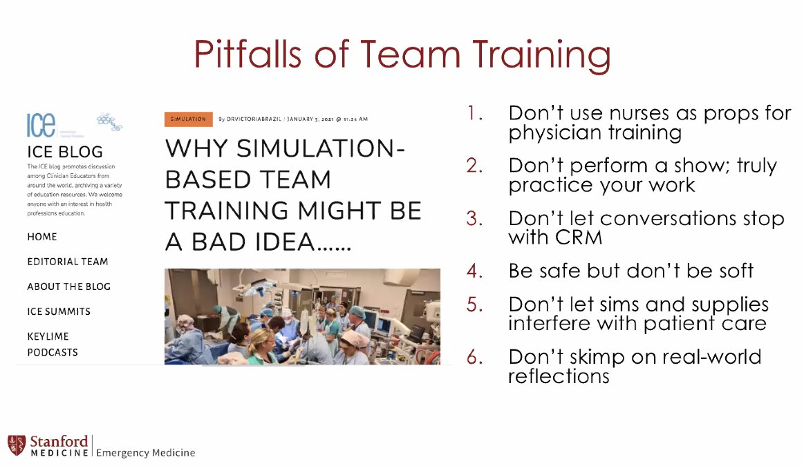 Here are some pitfalls for Team Training by Dr.  @SocraticEM