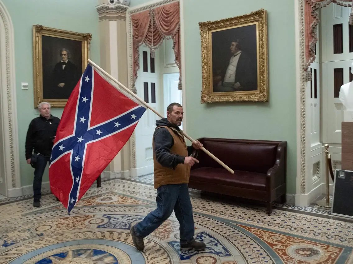 Ask yourself, if this isn’t about Black and Brown people gaining access, why did they rush the Capitol with Confederate symbols and same cross used by Klan?