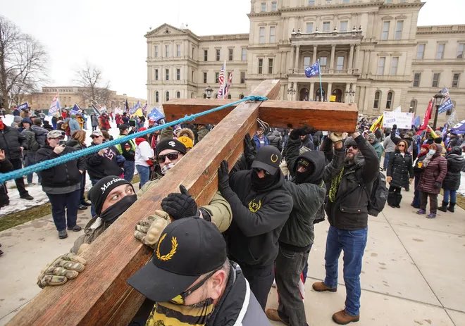 Ask yourself, if this isn’t about Black and Brown people gaining access, why did they rush the Capitol with Confederate symbols and same cross used by Klan?