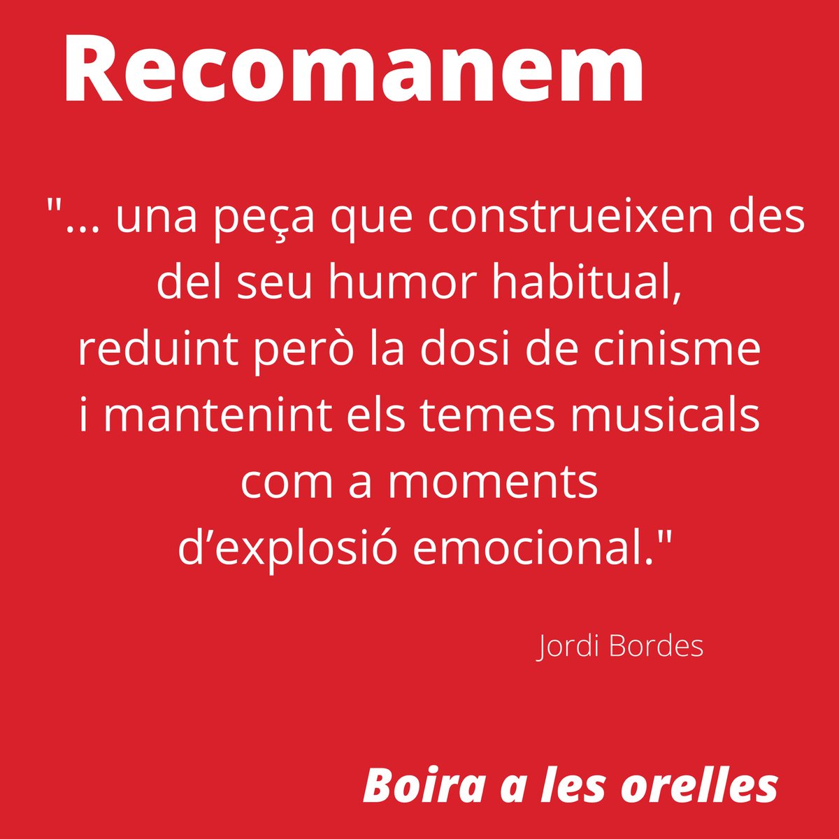 💥 Els <a href="/piratesteatre/">Els Pirates Teatre</a> tenen nou muntatge en cartell al <a href="/maldateatre/">El Maldà</a>, #boiraalesorelles i ja tenim la primera crítica.

👁 Llegeix-la completa al web.
➡️ bit.ly/3i90WzC