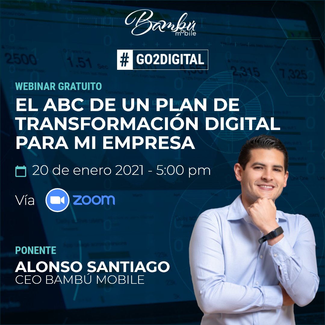 bambu_mobile's tweet photo. Estamos muy contentos de anunciar el arranque de nuestra plataforma #Go2Digital con el primer webinar completamente gratuito, impartido por nuestro CEO, Alonso Santiago. ¡Registrate aquí! https://t.co/zhQRNrqBmt
#Innovacion #Tecnologia #Industria40 #BambuMobile #WebinarGratuito https://t.co/OG0f37J7Hq