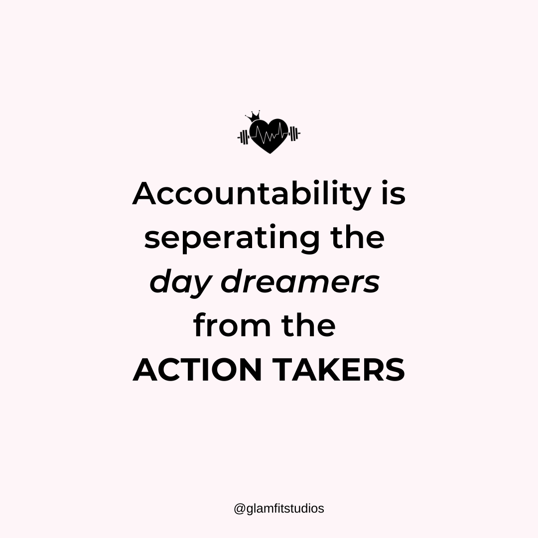 The next step is accountability!⁣
⁣
Owning your health and fitness journey is the key to getting results and achieving the goals you have sets.⁣
⁣
When it comes to accountability you need⁣
⁣
🖤 A plan of action (GlamFIT goalsetting)⁣
⁣
🖤 Daily check in's and