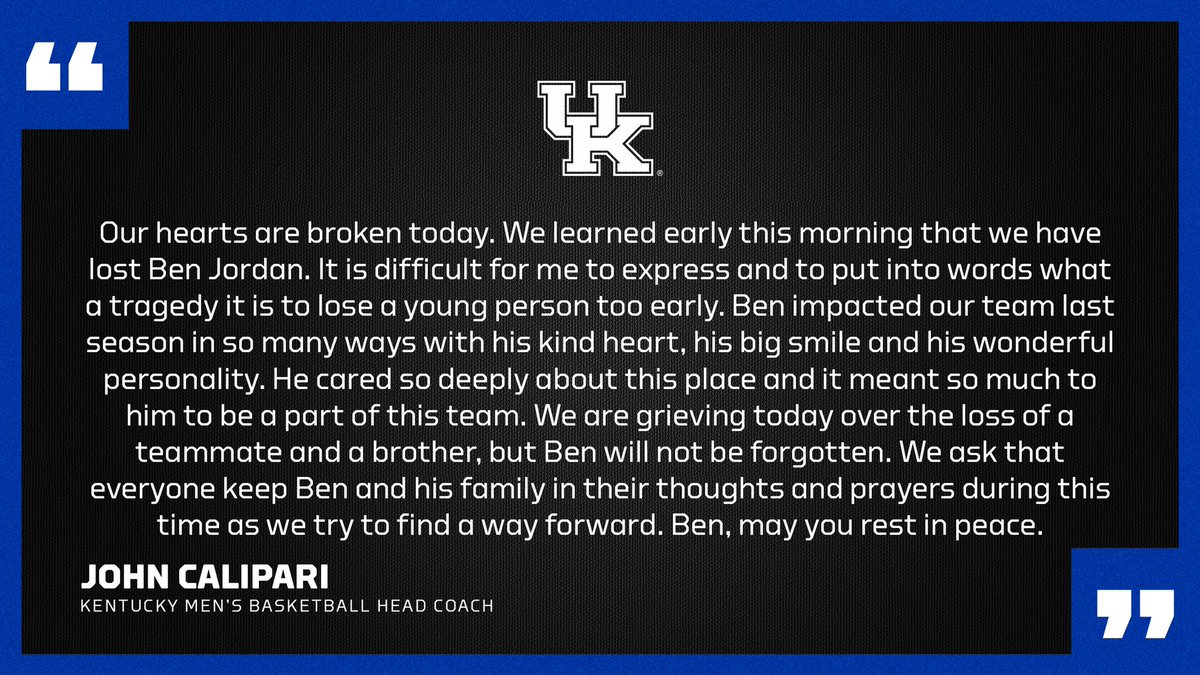 Out of respect to Ben and the Jordan family, we will dial back on game coverage today. 

We will honor Ben tonight.