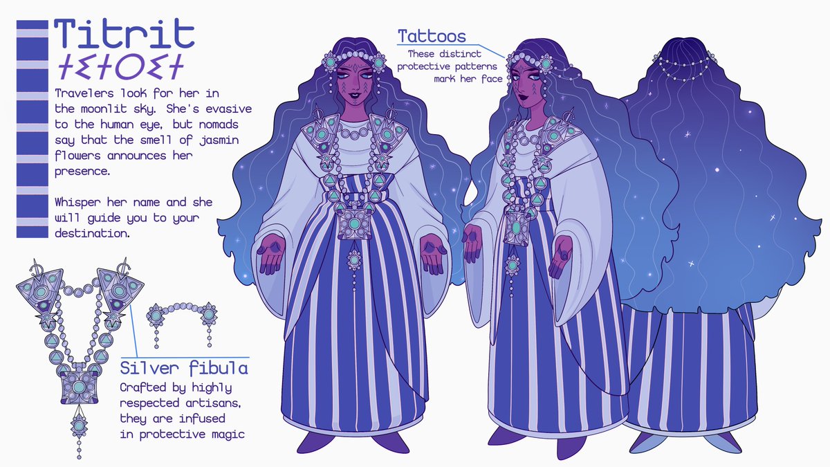 hey #PortfolioDay ! I'm Safiya, a Kabyle illustrator and character designer working on my GN & I love infusing my culture in the fantasy genre?‍♀️✨ I'm open for freelance work!

?safifesse@gmail.com
Portfolio linked in bio! 