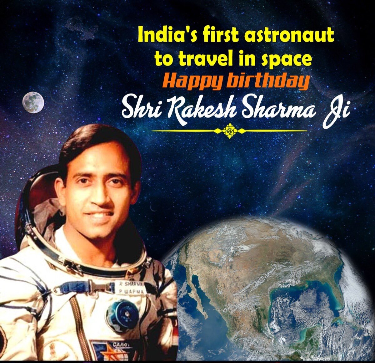 Happy 72nd Birthday to Indian Pilot & First Astronaut in Space,
Mr Rakesh Sharma Ji. 