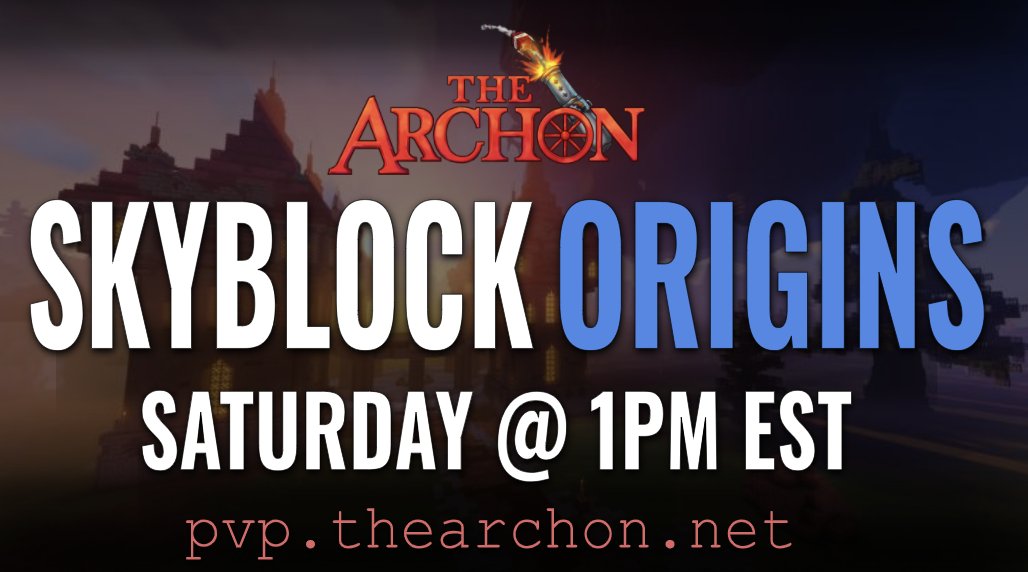 TheArchon's tweet photo. The Skyblock ORIGINS realm will be resetting very soon! 🎉

The newest season begins this Saturday @ 1:00 PM EST 🕐

‼️Follow &amp; Retweet for a chance to win Diamond Rank ($250)‼️

🔗https://t.co/vDQiIBlz4o 
🔗https://t.co/FcVIuD5FFm  
🔗https://t.co/tFsBwha1xY https://t.co/f6fhtZLPkD