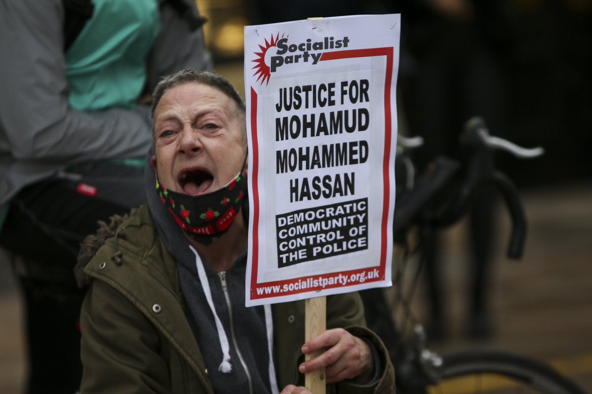 Hashim_PJ's tweet photo. CARDIFF, WALES. JANUARY 12 2021. Black Lives Matter protest after the death of Mohamud Mohammed Hassan, 24 who was violently arrested by Cardiff Police. Protesters marched from Cardiff Central Library to Cardiff Bay Police station demanding justice for Mahamud. #BLM #Cardiff https://t.co/rb5Z3MRP9f