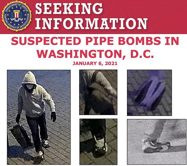 Wanted: DC pipe bomber. Planted bombs outside RNC and DNC headquarters during height of US Capitol insurrection, hoping to distract law enforcement. $50,000 reward. Know who it is? ➡️ tips.fbi.gov