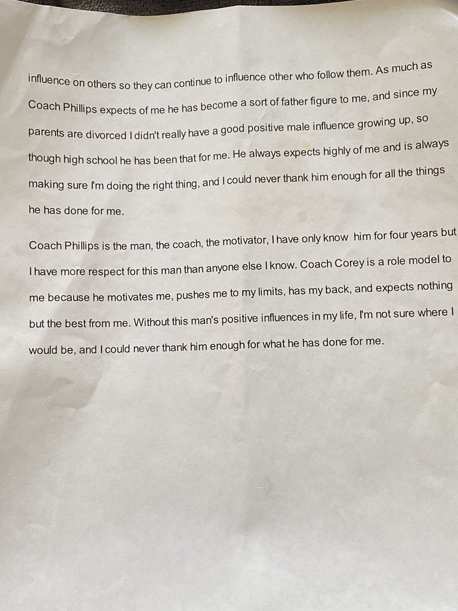 theyoungcoach's tweet photo. In the midst of cleaning up, look what I found. One of my former players wrote a paper on being more than a coach. Since the moment I walked on the grass it’s been about the kids. 
#Lovethesekids #Morethanacoach #FreeAgent #Phoneison https://t.co/urAPj3xGCG