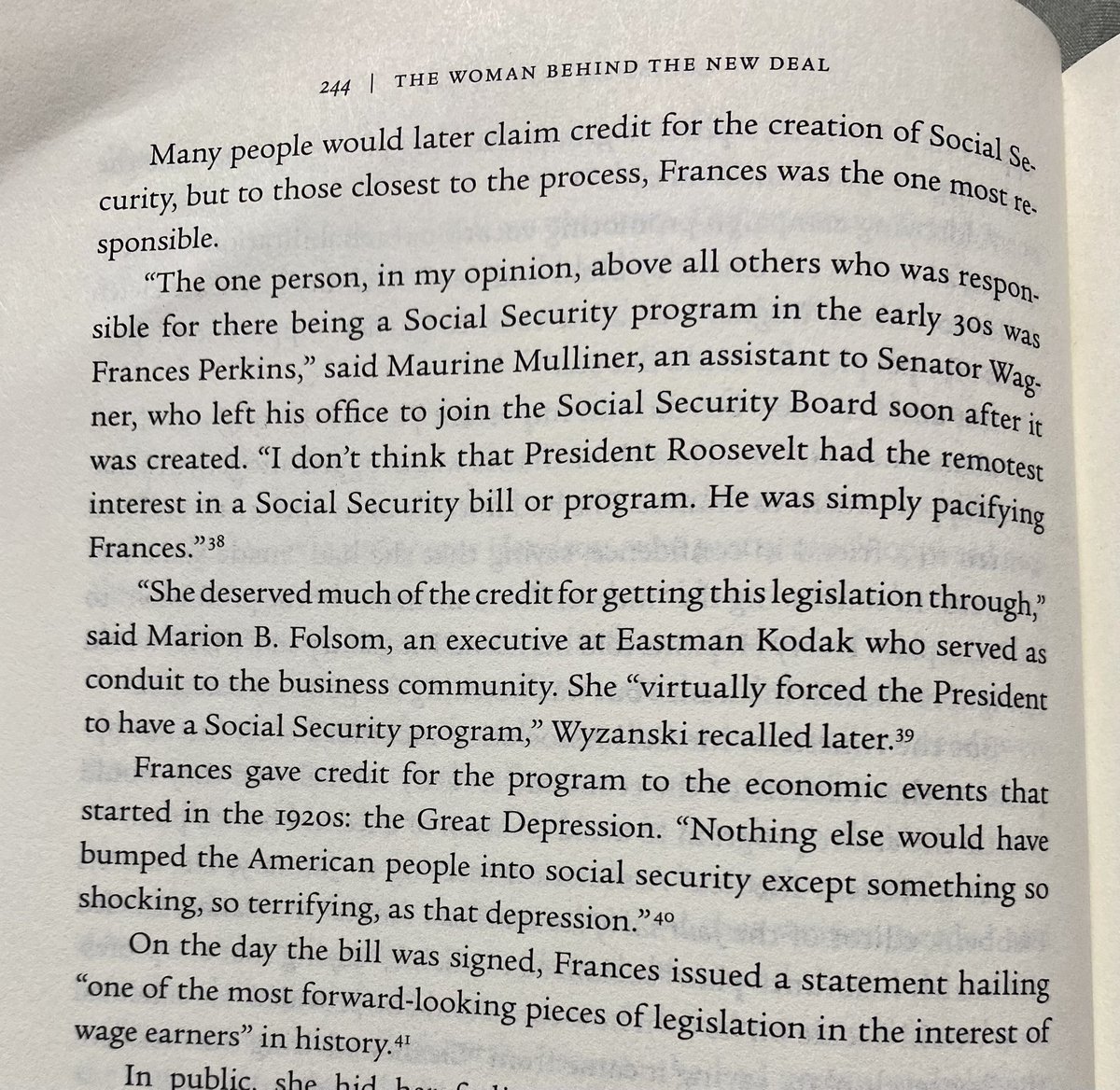 wow, just finished chapter on the creation of unemployment insurance, Social Security, and some other safety net programs in 1935z. too many screenshots to share. will say Frances Perkins is a badass and we must do a much better job and strengthen the safer net she championed.