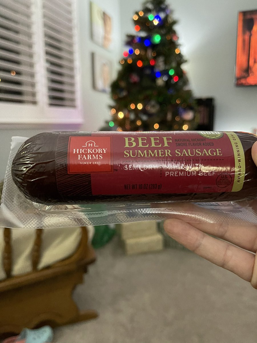 Hey folks. Like I said in the episode I would post me holding a beef log from <a href="/HickoryFarms/">Hickory Farms</a>  anyone else get beef or cheese every year from them on Christmas?