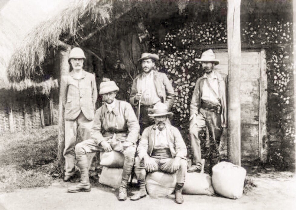 In 1893, according to letters by IBEAC’s Francis Hall (standing, center), there were many Maasai families camped near Fort Smith in Kikuyu.