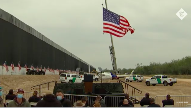 This is the backdrop for Trump's speech at Alamo, Texas. That is camo netting draped over the platform. His message: I am at war. 

#Trump #TrumpCoupAttempt #Fascism