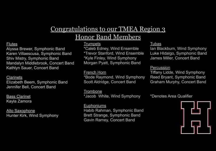 rockwallschools's tweet photo. Congratulations to these Rockwall-Heath High School TMEA Region 3 Honor Band member! #ILoveRockwallISD #RockwallISDConnects #BetterTogether https://t.co/lDJ4TeBPob