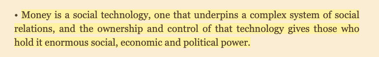 If I taught an econ class, I'd rec  @CMacCaba's first chapter of "Money" as a must readHis definition of money: