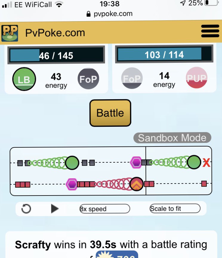 Tom53069729's tweet photo. @pvpoke is there a reason shiftry always throws an extra snarl despite having a leaf blade(which is the more energy efficient move in losing machups) which causes it to get ko’d without throwing an extra charge move? https://t.co/lh53swrKxM