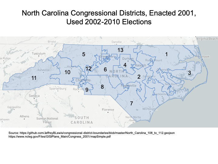 The 2000s congressional map survived, but the 2010s saw 3 different congressional district maps within that decade: