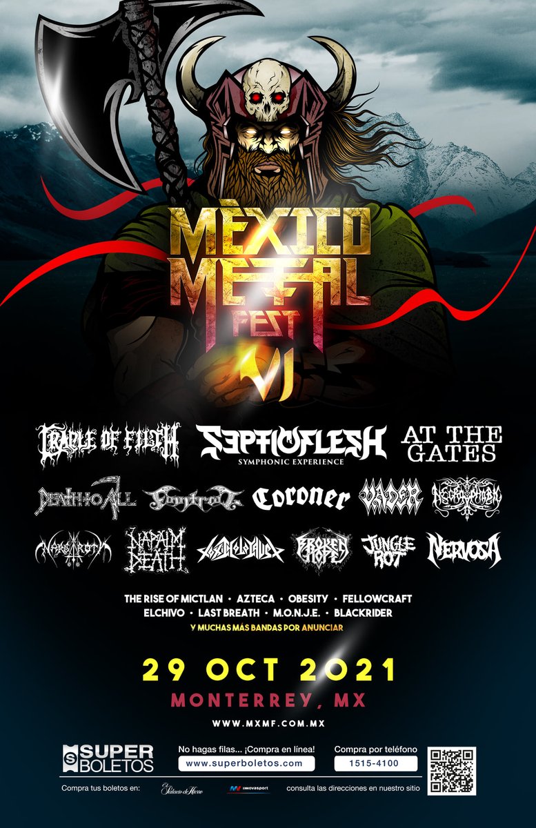 Cartel actualizado del <a href="/mexicometalfest/">mtmemes</a>  el 29 de octubre del 2021, con genales bandas nacionales he internacionales, <a href="/CradleofFilth/">Cradle of Filth</a> <a href="/septicfleshband/">SEPTICFLESH</a> <a href="/AtthegatesGBG/">AT THE GATES</a> @nervosathrash #TheRiseOfMictlan <a href="/OBESITYband/">Obesity Band</a> #ELCHIVO y mas.