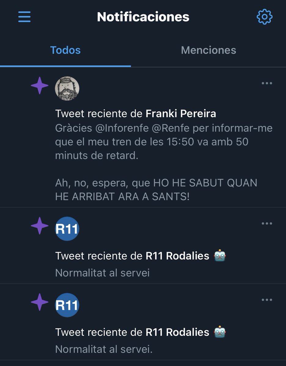 Ivanote's tweet photo. @FrankiPereira @Inforenfe @Renfe Les meves notificacions a Twitter son poesia 😍 https://t.co/jkNxyBaIYp