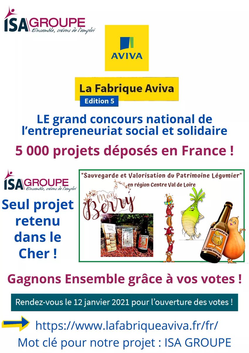 Soutenez ISA GROUPE et son projet Sauvegarde du patrimoine legumier retenu dans l'appel à projets @LaFabriqueAviva 
lafabriqueaviva.fr/fr/project/430…
#PlusFortEnsemble
#Territoiressolidaires