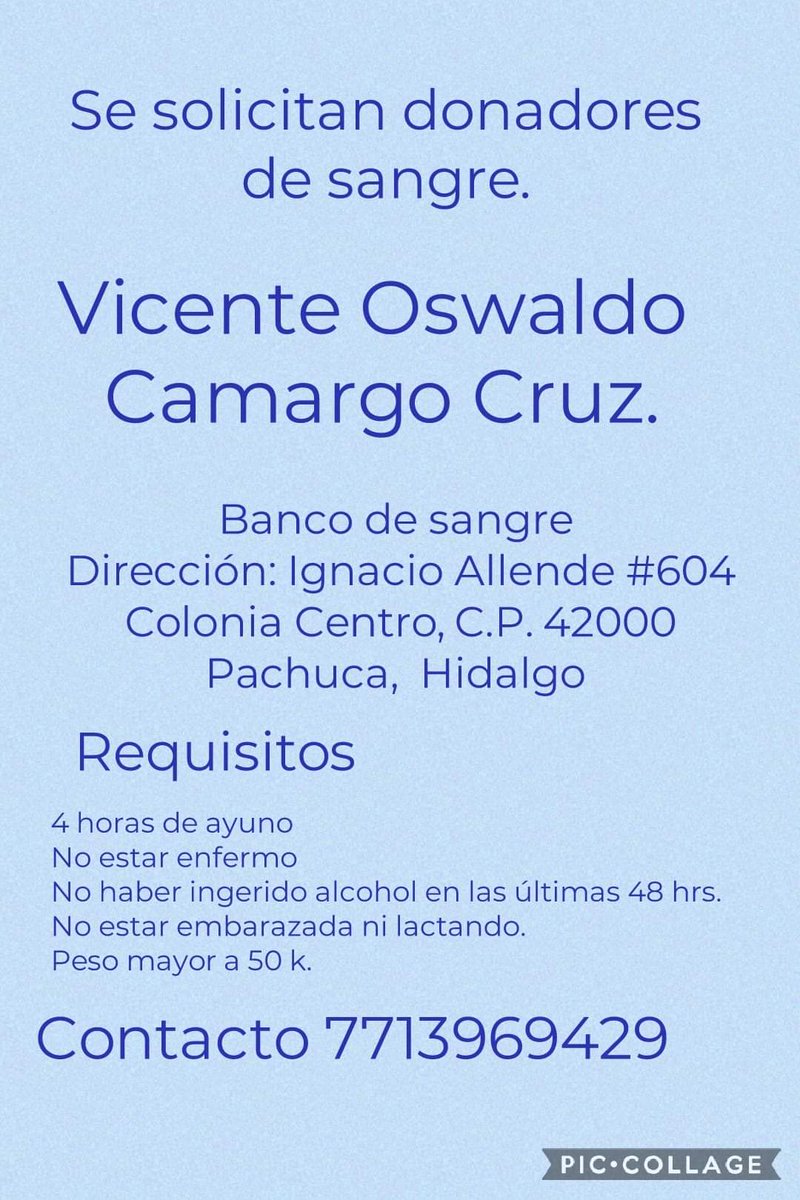 Amigos de #Pachuca ayudemos por favor, urge <a href="/AltruismoSangre/">Altruismo sangre.</a> <a href="/dona_sangre/">Dona sangre</a>