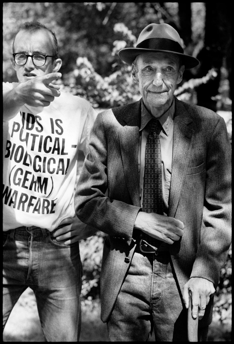 Keith Haring and William Burroughs, 1987.“I took that in Lawrence, Kansas in William S. Burrough’s front yard. William moved out there in the 80’s and was really happy out there. He had his cats, and he had his vegetables" - Kate Simon