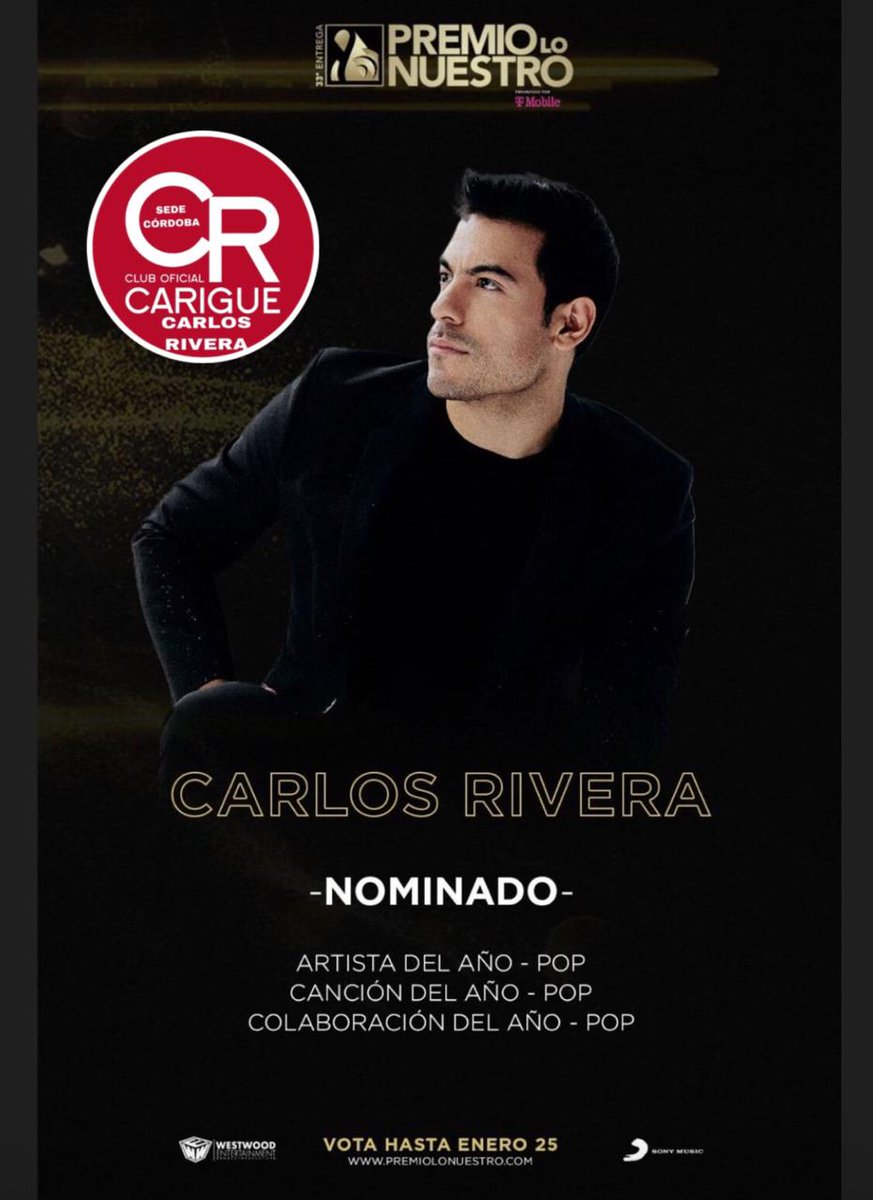Valeria21443849's tweet photo. @_CarlosRivera esta nominado en @premiolonuestro en 3 categorías
🔴Artista del Año Pop
🔴Canción del Año Pop
🔴 Colaboración del Año Pop
No olvides votar en https://t.co/hS0ZTNhiHL hasta el 25 de enero
#PoderRiverista @club_carigue @WestWoodEntt @CarigueCba https://t.co/0Ry01UgIrW