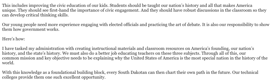 Here's the relevant text from her speech: