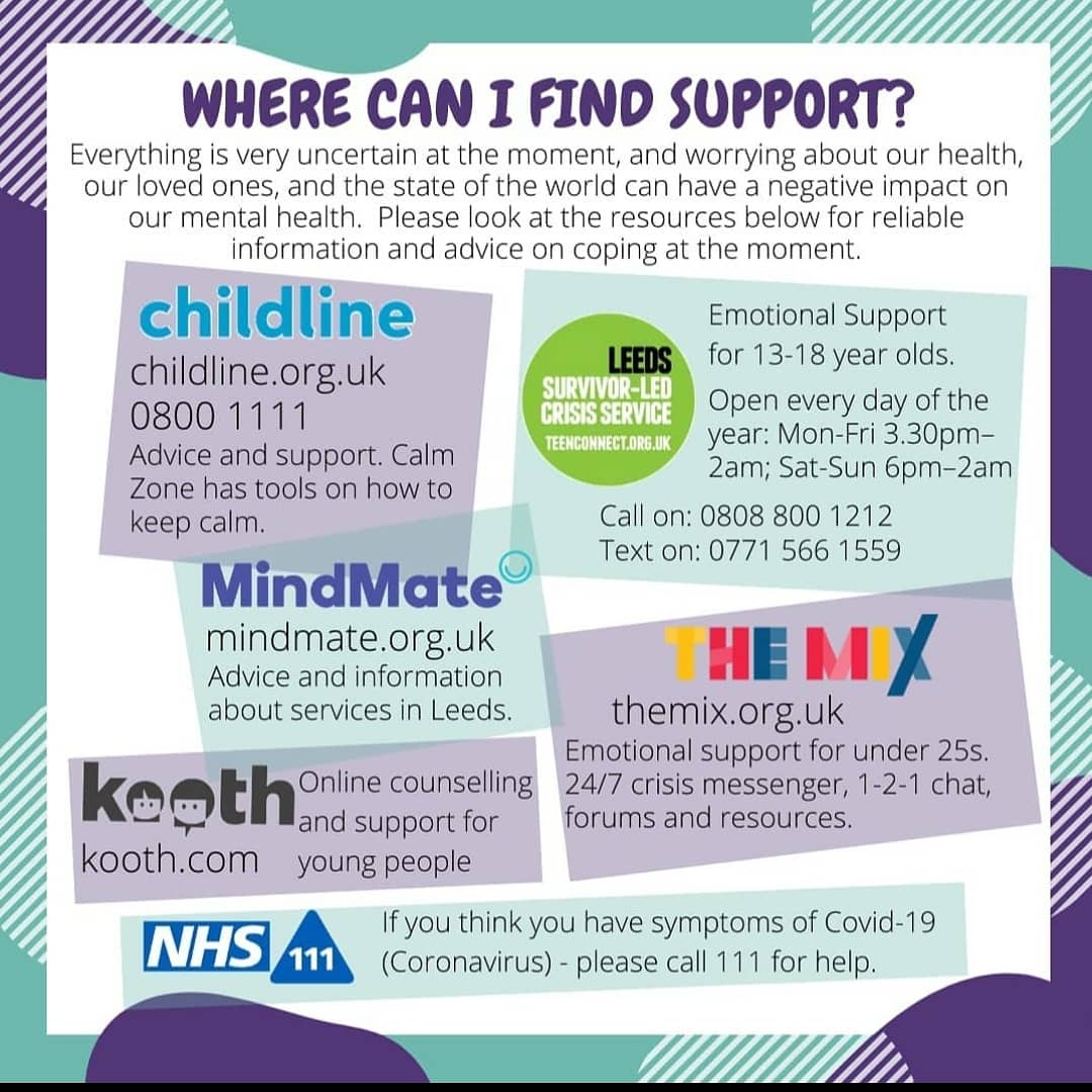 Here are some other fantastic organisations that are here to help too 💚💜