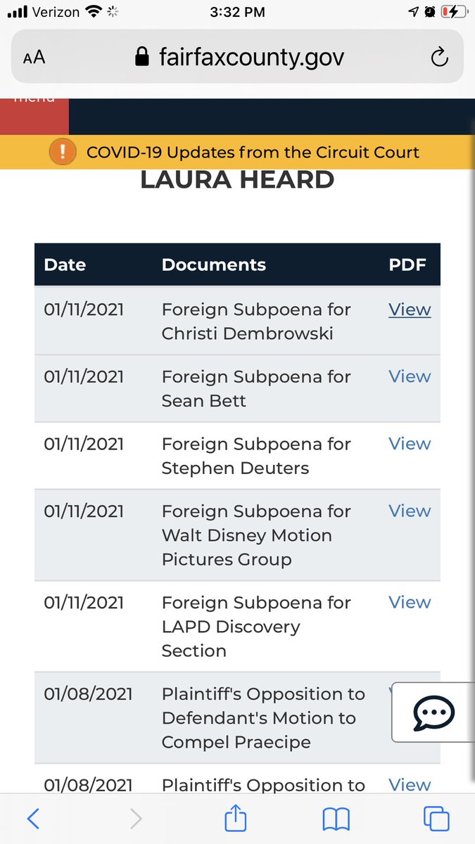 Update: Johnny Depp vs Amber Heard (fairfax). More subpoenas. Note she wants to depose Disney. This after competing them with sanctions in California