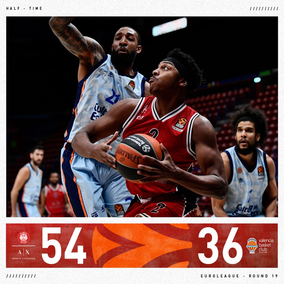 OlimpiaMI1936's tweet photo. 54-36 Olimpia dopo 20 minuti di gioco al Mediolanum Forum ⚪🔴
📊 Datome 12, LeDay 11, Delaney 10, Punter 7, Hines e Moraschini 4, Rodriguez e Roll 3
#insieme #EuroLeague #AXMVBC #ForzaOlimpia
@EuroLeague https://t.co/NfiQ6ZAeMU