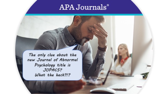 DrMacDonald3rd's tweet photo. I'm delighted I can finally announce the successor title for the Journal of Abnormal Psychology this Thursday! @SoheeParking asked for a hint. How about this? #JournalofAbnormalTitleChange #JOPACS @APA_Journals
@UMNPsych @UMN_Psychiatry https://t.co/Ce7oL2MEMd