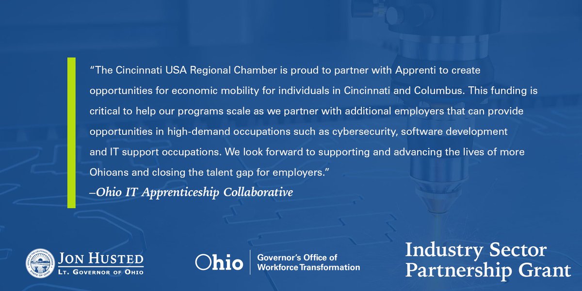 The Ohio IT Apprenticeship Collaborative is using #ISPOhio to help train more Ohioans in careers such as cyber security, software development, and IT support. 

<a href="/CincyChamber/">Cincinnati Regional Chamber</a> <a href="/ApprentiCareers/">Apprenti</a>